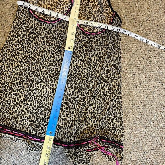 Vintage Y2K Rampage Sheer Mesh Animal Print Cami Lingerie Tank Top 2X Sexy Love - Picture 3 of 9